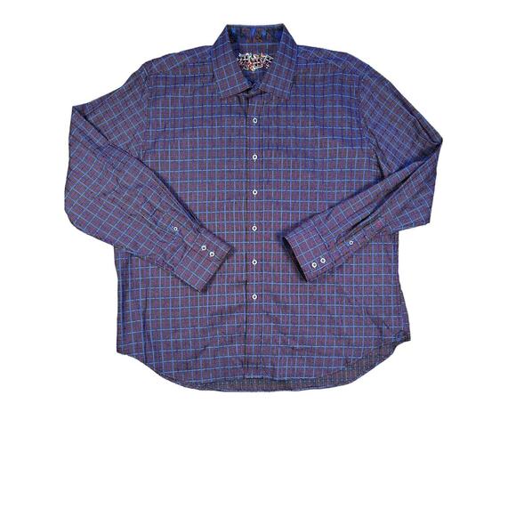 Robert Graham Long Sleeve Button Up Mens 3XL Classic Fit Purple Blue Checkered - Picture 1 of 9